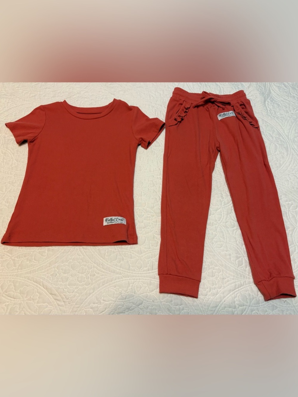 Bella & Omi Rust Ribbed Bamboo Jogger Set